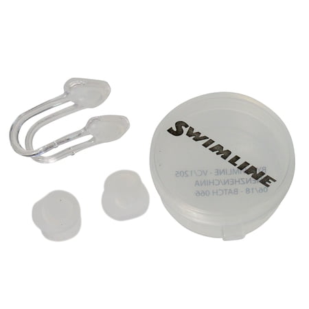 Swimline Silicone Ear Plugs and Nose Pinch with Case Swimming Pool Set One-Size - Clear