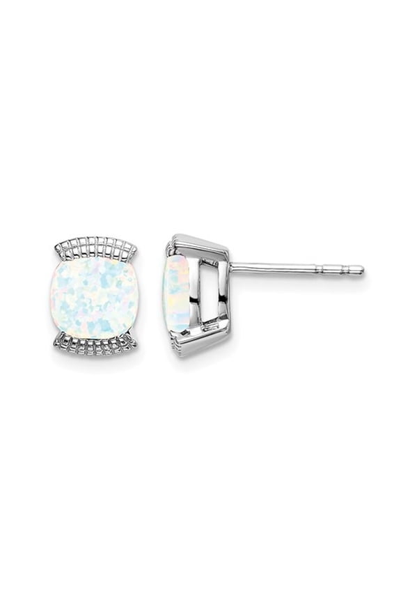 1.75 carat (Ctw) Lab-Created Solitaire Opal Earrings in 14K White Gold for Women