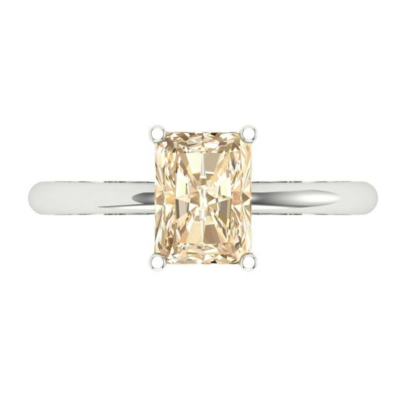 Solitaire Engagement Ring for Women - 1.75ct Natural Morganite in 18K White Gold Promise Ring