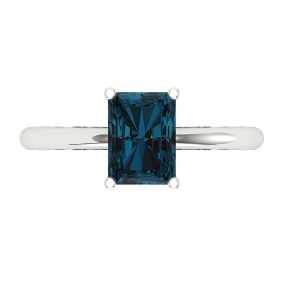 Solitaire Engagement Ring for Women - 1.75ct Natural London Blue Topaz in 14K White Gold Promise Ring
