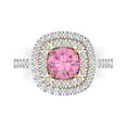 thumbnail image 1 of Halo Engagement Ring for Women - 1.615ct Simulated Pink Diamond in 14K White/Yellow Gold Promise Ring, 1 of 8