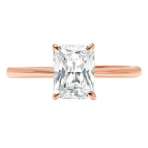 1.75 ct Radiant Cut Genuine Cultured Diamond VS1-VS2 I-J 18K Rose Gold Solitaire Promise Wedding Statement Engagement Designer Ring size 3.5