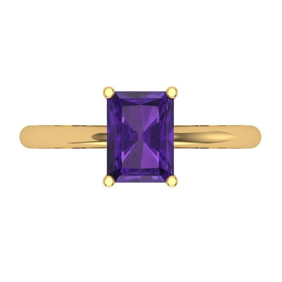 Clara Pucci 14K Yellow Gold 1.75ct Amethyst Solitaire Ring for Women