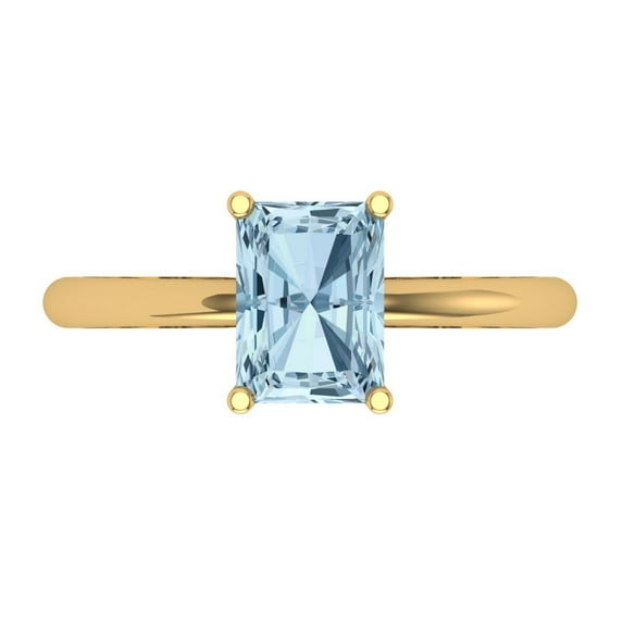 Solitaire Engagement Ring for Women - 1.75ct Natural Aquamarine in 14K Yellow Gold Promise Ring