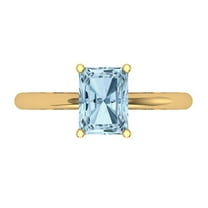 1.75 ct Radiant Cut Natural Aquamarine Solitaire 18K Yellow Gold Womens Engagement Ring