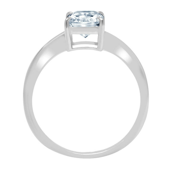 1.75 ct Radiant Cut Natural Aquamarine Solitaire Engagement Ring for Women in 14K White Gold