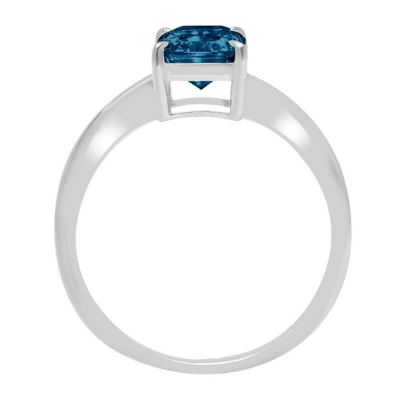 1.75 ct Radiant Cut Natural London Blue Topaz Solitaire Engagement Ring for Women in 18K White Gold