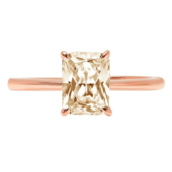 1.75 ct Radiant Cut Natural Morganite Solitaire 18K Rose Gold Womens Engagement Ring
