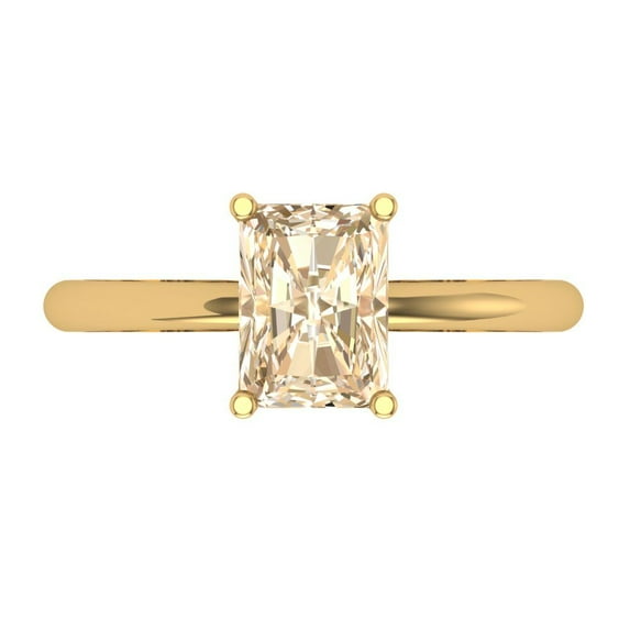 1.75 ct Radiant Cut Natural Morganite Solitaire 18K Yellow Gold Womens Engagement Ring