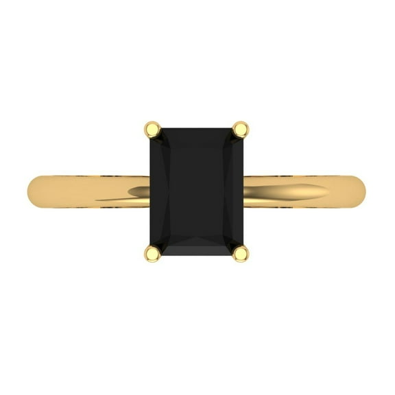 1.75 ct Radiant Cut Natural Onyx Solitaire Engagement Ring for Women in 18K Yellow Gold