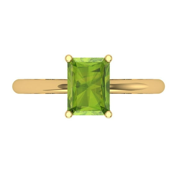Solitaire Engagement Ring for Women - 1.75ct Natural Peridot in 14K Yellow Gold Promise Ring