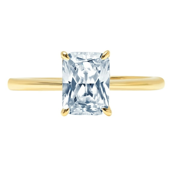1.75 ct Radiant Cut Natural Sky Blue Topaz Solitaire 18K Yellow Gold Womens Engagement Ring