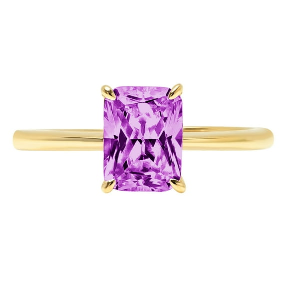 1.75 ct Radiant Cut Simulated Alexandrite Solitaire 14K Yellow Gold Womens Engagement Ring