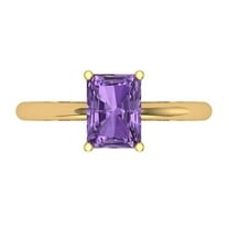 1.75 ct Radiant Cut Simulated Alexandrite Solitaire 18K Yellow Gold Womens Engagement Ring
