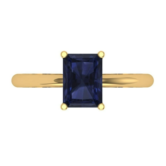 Clara Pucci 14K Yellow Gold 1.75ct BlueSapphire Solitaire Ring for Women