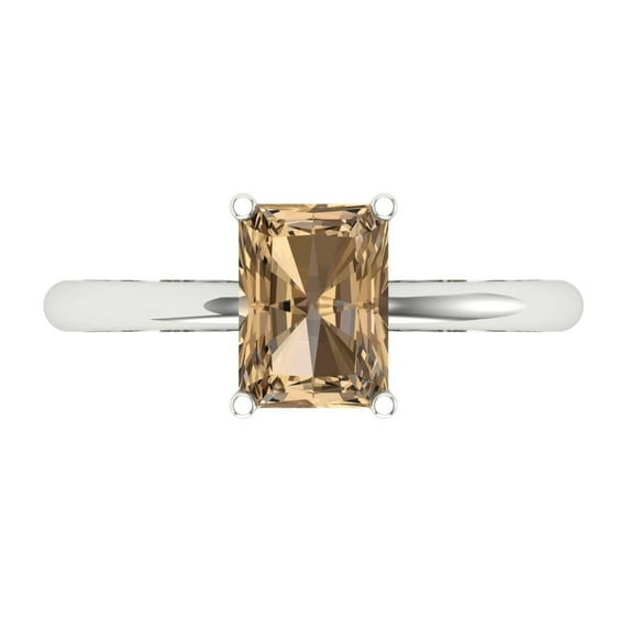 Clara Pucci 14K White Gold Solid Gold Champagne Solitaire Anniversary Ring for Women - 1.75 cttw Radiant Cut