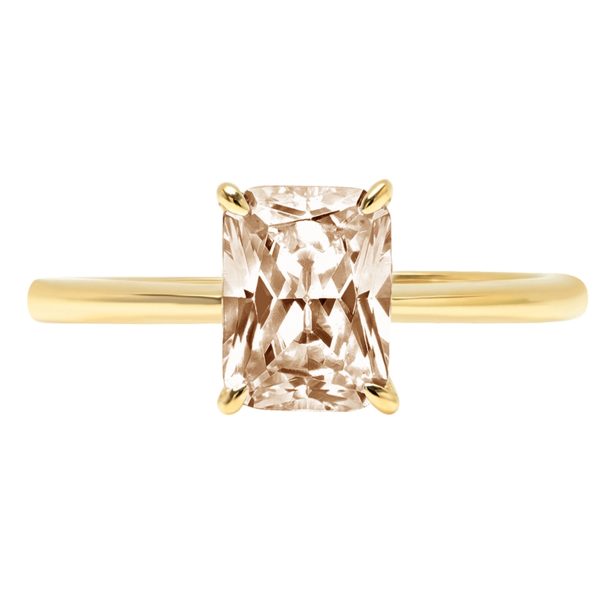 1.75 ct Radiant Cut Simulated Champagne Diamond Solitaire 18K Yellow ...