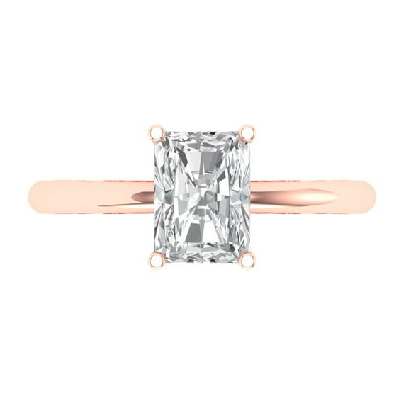 Clara Pucci 14K Rose Gold Solid Gold Clear Solitaire Anniversary Ring for Women - 1.75 cttw Radiant Cut