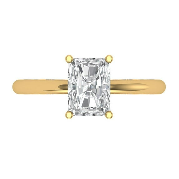 1.75 ct Radiant Cut Simulated Diamond Solitaire 18K Yellow Gold Womens Engagement Ring