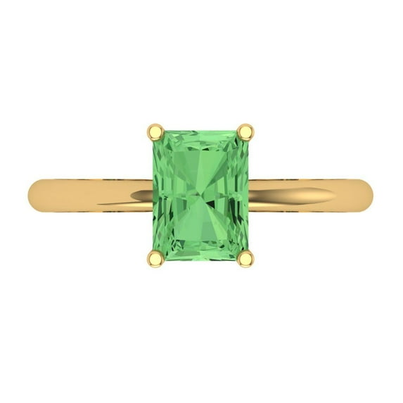 1.75 ctw Solitaire Anniversary Ring for Women | Radiant Cut Simulated Green Diamond | Hyperallergenic Solid 18K Yellow Gold