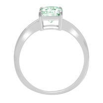 1.75 ct Radiant Cut Simulated Green Diamond Solitaire Engagement Ring for Women in 18K White Gold