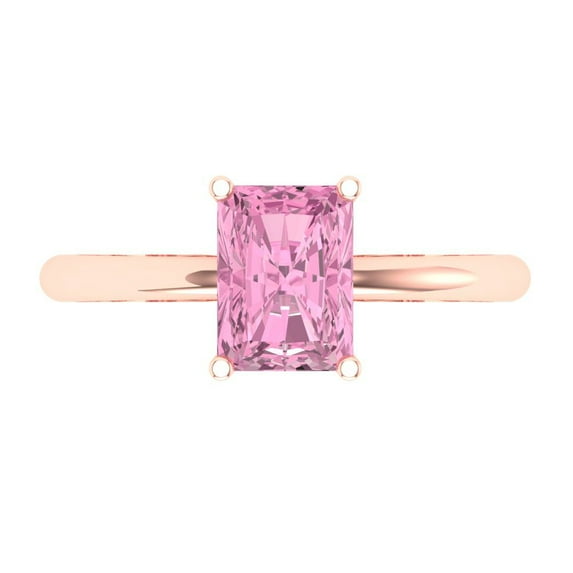 1.75 ct Radiant Cut Simulated Pink Diamond Solitaire Engagement Ring for Women in 18K Rose Gold