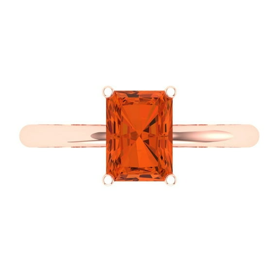 Clara Pucci 14K Rose Gold 1.75ct Red Solitaire Ring for Women