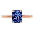 thumbnail image 1 of 1.75 ct Radiant Cut Simulated Tanzanite Solitaire 18K Rose Gold Womens Engagement Ring, 1 of 6