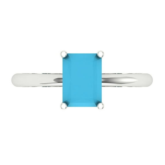 1.75 ctw Solitaire Anniversary Ring for Women | Radiant Cut Simulated Turquoise | Hyperallergenic Solid 14K White Gold