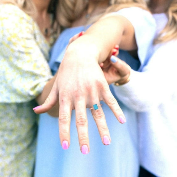 1.75 ct Radiant Cut Simulated Turquoise Solitaire 18K Rose Gold Womens Engagement Ring