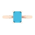 thumbnail image 1 of 1.75 ctw Solitaire Anniversary Ring for Women | Radiant Cut Simulated Turquoise | Hyperallergenic Solid 18K Rose Gold, 1 of 5