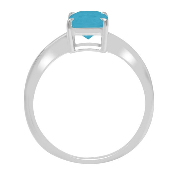 1.75 ct Radiant Cut Simulated Turquoise Solitaire Engagement Ring for Women in 14K White Gold