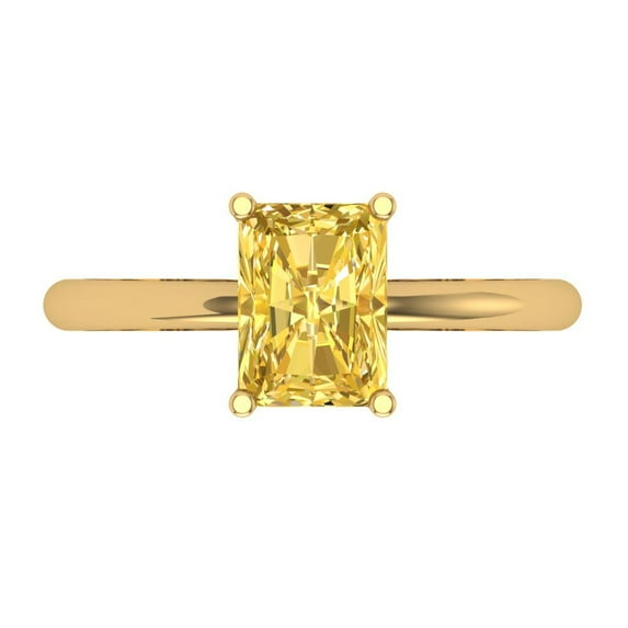 1.75 ctw Solitaire Anniversary Ring for Women | Radiant Cut Simulated Yellow Diamond | Hyperallergenic Solid 18K Yellow Gold