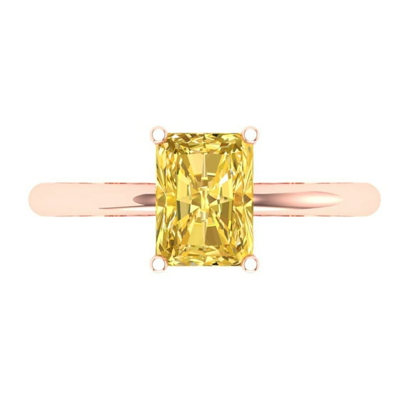 1.75 ct Radiant Cut Simulated Yellow Diamond Solitaire Engagement Ring for Women in 14K Rose Gold