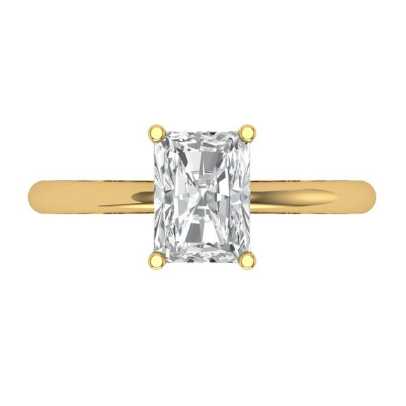 1.75 ct Radiant Cut White Sapphire Solitaire Engagement Ring for Women in 14K Yellow Gold