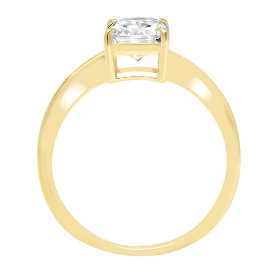 1.75 ct Radiant Cut White Sapphire Solitaire Engagement Ring for Women in 18K Yellow Gold