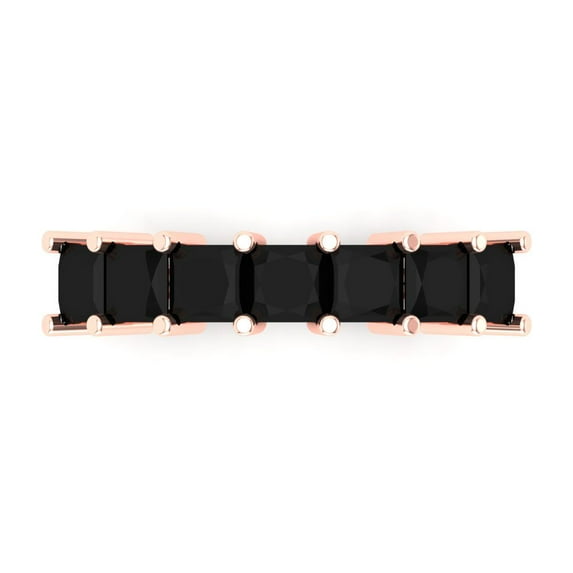 1.75 ctw Wedding Band for Women - 14K Rose Gold Natural Onyx Stackable Eternity Ring