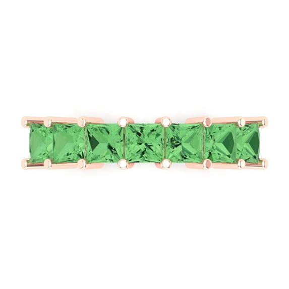 1.75 ctw Wedding Band for Women - 14K Rose Gold Simulated Green Diamond Stackable Eternity Ring