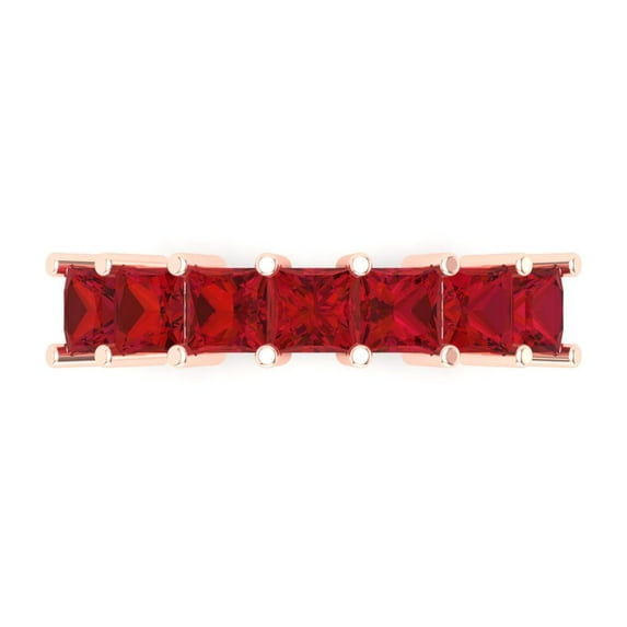 1.75 ctw Wedding Band for Women - 14K Rose Gold Simulated Ruby Stackable Eternity Ring