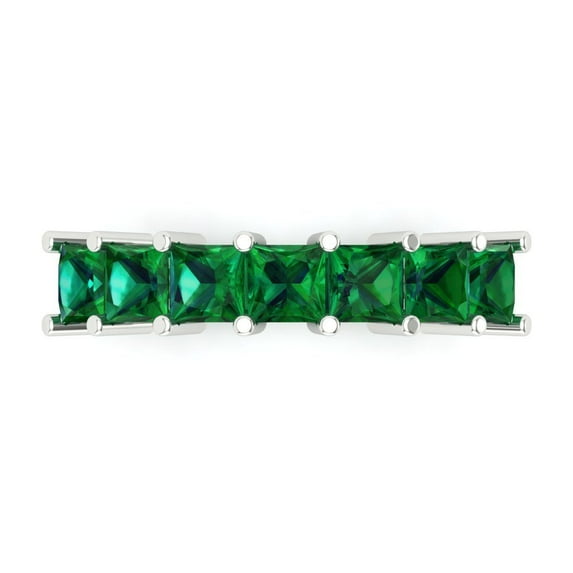 1.75 ctw Wedding Band for Women - 14K White Gold Simulated Emerald Stackable Eternity Ring