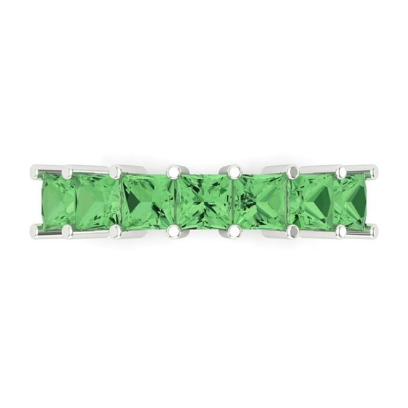 1.75 ctw Wedding Band for Women - 14K White Gold Simulated Green Diamond Stackable Eternity Ring