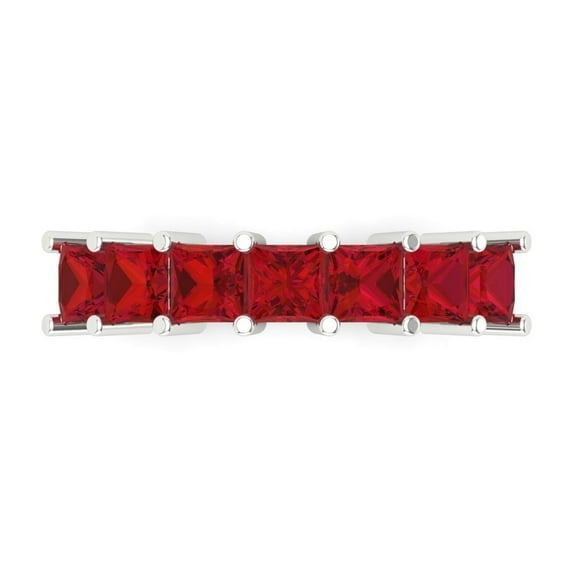 1.75 ctw Wedding Band for Women - 14K White Gold Simulated Ruby Stackable Eternity Ring