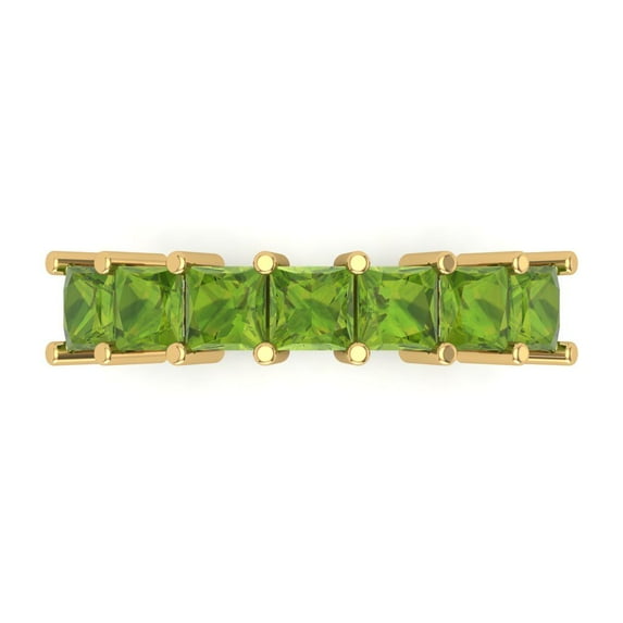 1.75 ctw Wedding Band for Women - 14K Yellow Gold Natural Peridot Stackable Eternity Ring
