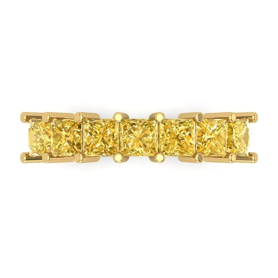 1.75 ctw Wedding Band for Women - 14K Yellow Gold Simulated Yellow Diamond Stackable Eternity Ring