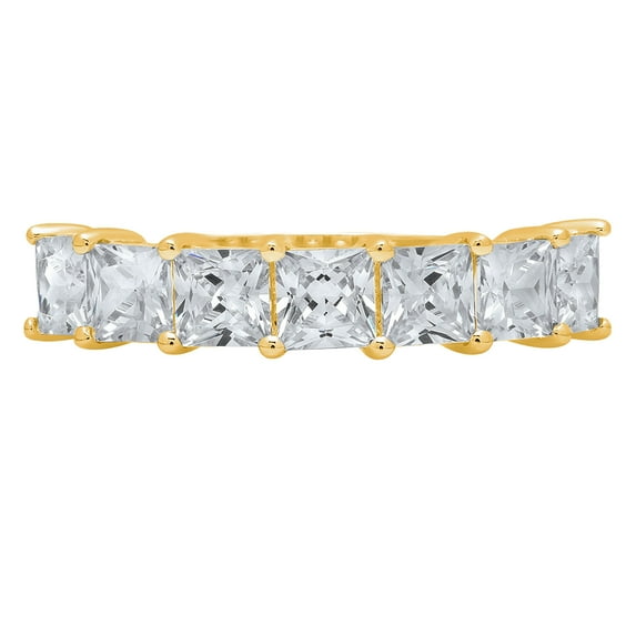 1.75 ctw Wedding Band for Women - 14K Yellow Gold White Sapphire Stackable Eternity Ring