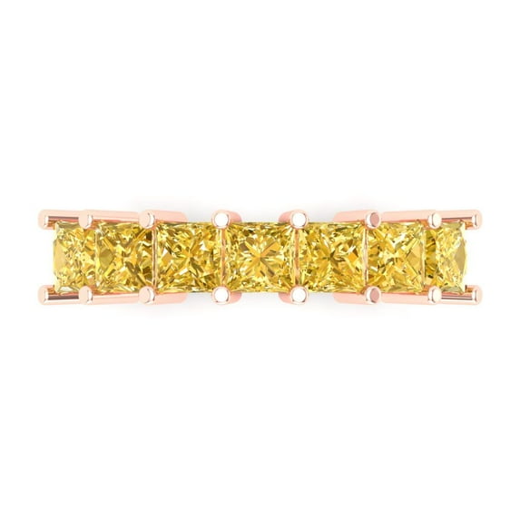 1.75 ctw Wedding Band for Women - 18K Rose Gold Natural Citrine Stackable Eternity Ring