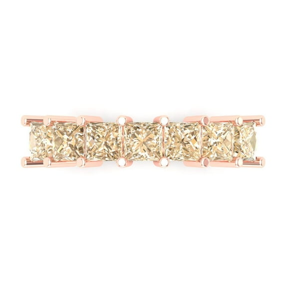 1.75 ctw Wedding Band for Women - 18K Rose Gold Natural Morganite Stackable Eternity Ring