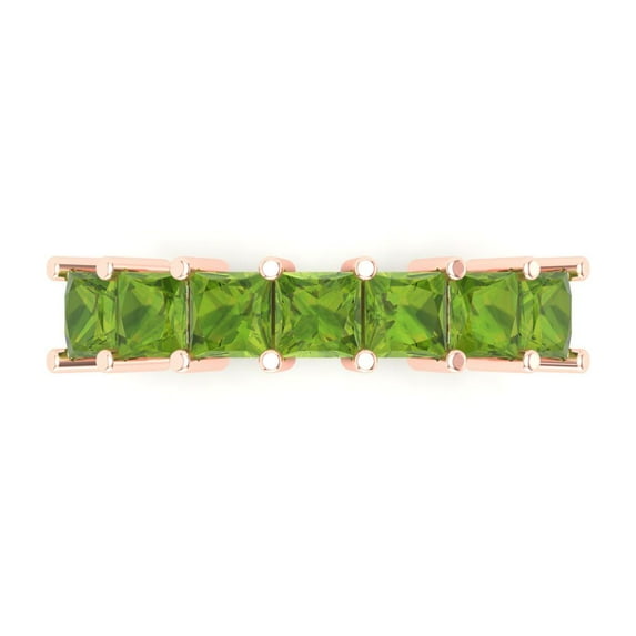 1.75 ctw Wedding Band for Women - 18K Rose Gold Natural Peridot Stackable Eternity Ring