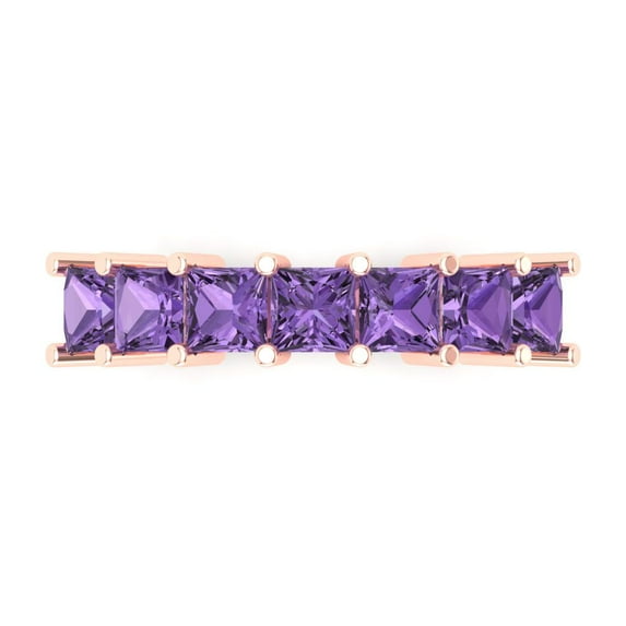 1.75 ctw Wedding Band for Women - 18K Rose Gold Simulated Alexandrite Stackable Eternity Ring