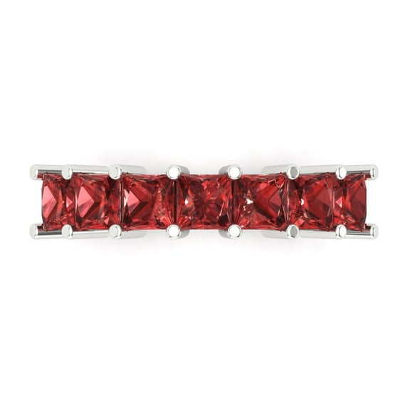 1.75 ctw Wedding Band for Women - 18K White Gold Natural Garnet Stackable Eternity Ring